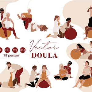 Doula - Abstrakcyjna Kobieta Clipart SVG PNG Ai EPS
