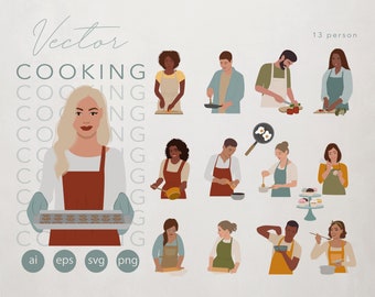 Abstract people are cooking -  vector clipart - SVG PNG