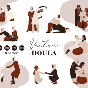Doula w hidżabie - Abstrakcyjna kobieta Clipart SVG PNG Ai EPS