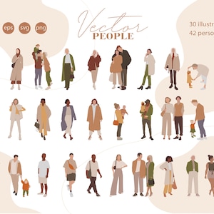 Flat Vector People Illustration - People clipart 30 Illustration - 42 person - cutout