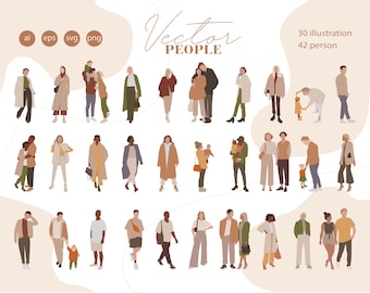 Flat Vector People Illustration - People clipart 30 Illustration - 42 person - cutout