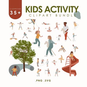 Kids Activity Clipart Bundle — 35+ Children Characters | Playground & Outdoor Play | PNG SVG