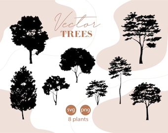 Vector Flat Trees Clipart 20 Plant Illustration _PNG_SVG - Etsy