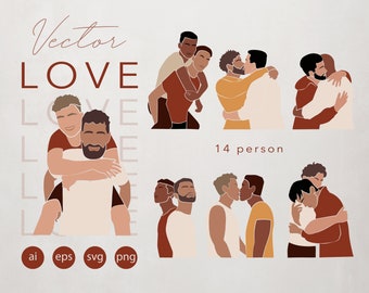 Couples in Love Homosexual- Boyfriend Gay - Valentine's Day