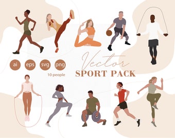 Flat Vector People Illustration - Sport clipart 10 person - yoga collection