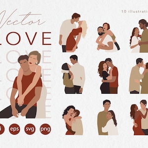 Couples in love - Valentine's Day clipart - SVG PNG AI