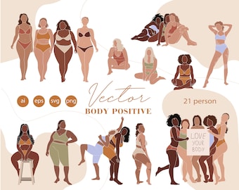 Abstract Body Positive Art - Plus size woman Clipart - SVG PNG