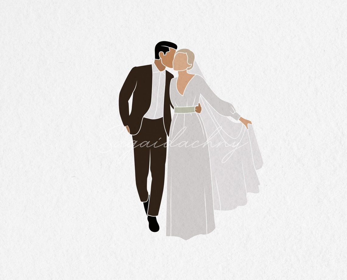 Flat Vector People Illustration - Wedding People Bride and Groom - Etsy