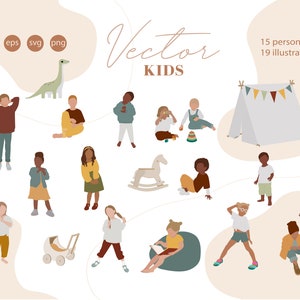 Flat Vector People Illustration - Kids clipart