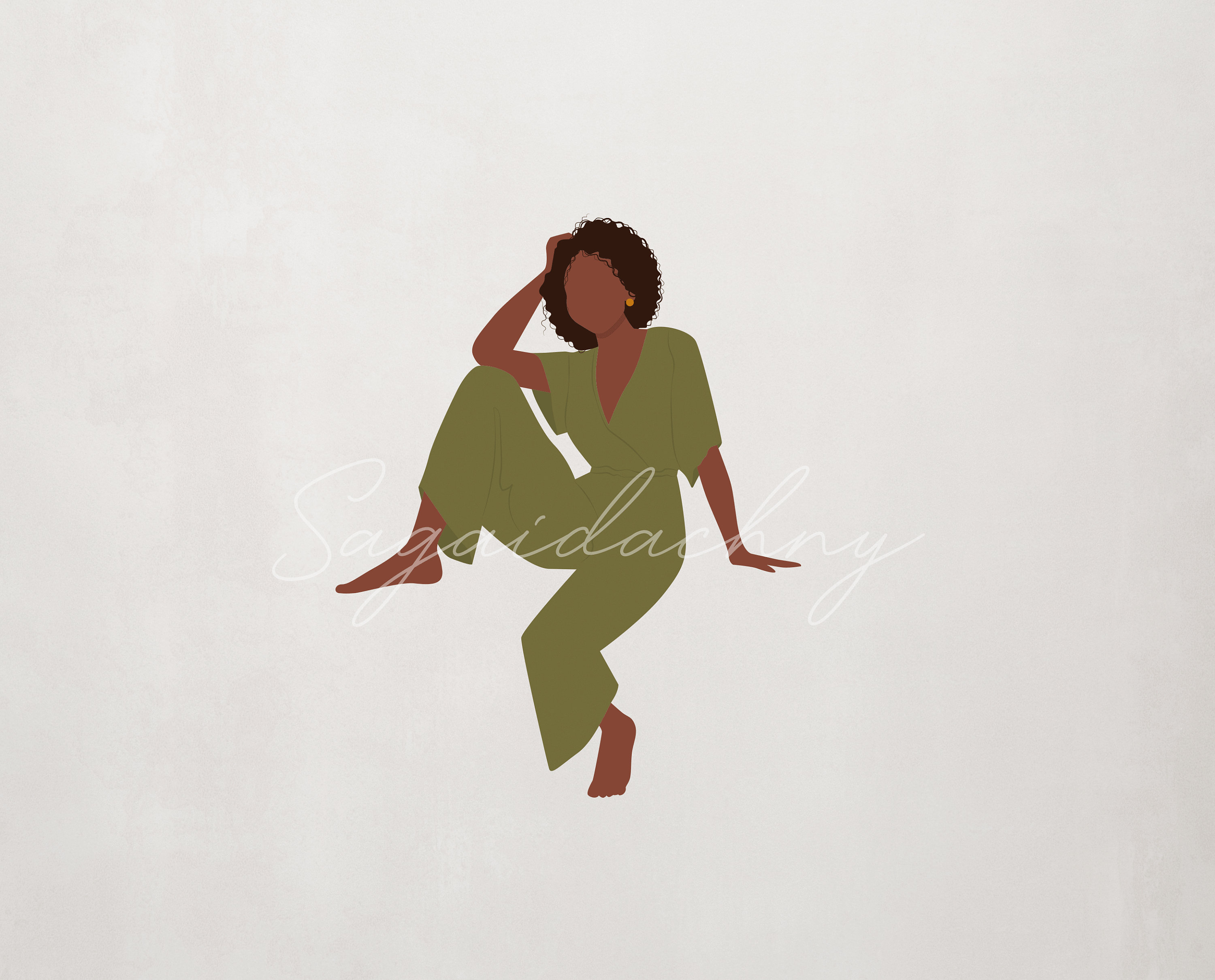 Flat Vector Illustration Woman SVG PNG - Black Women Sitting Clipart - Etsy