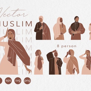 Muslim Woman SVG PNG -  Woman Clipart in hijab