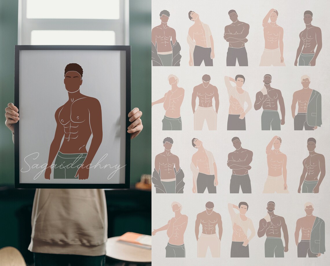 Abstract Male Body Clipart - Flat Vector Illustration - PNG SVG Ai EPS ...