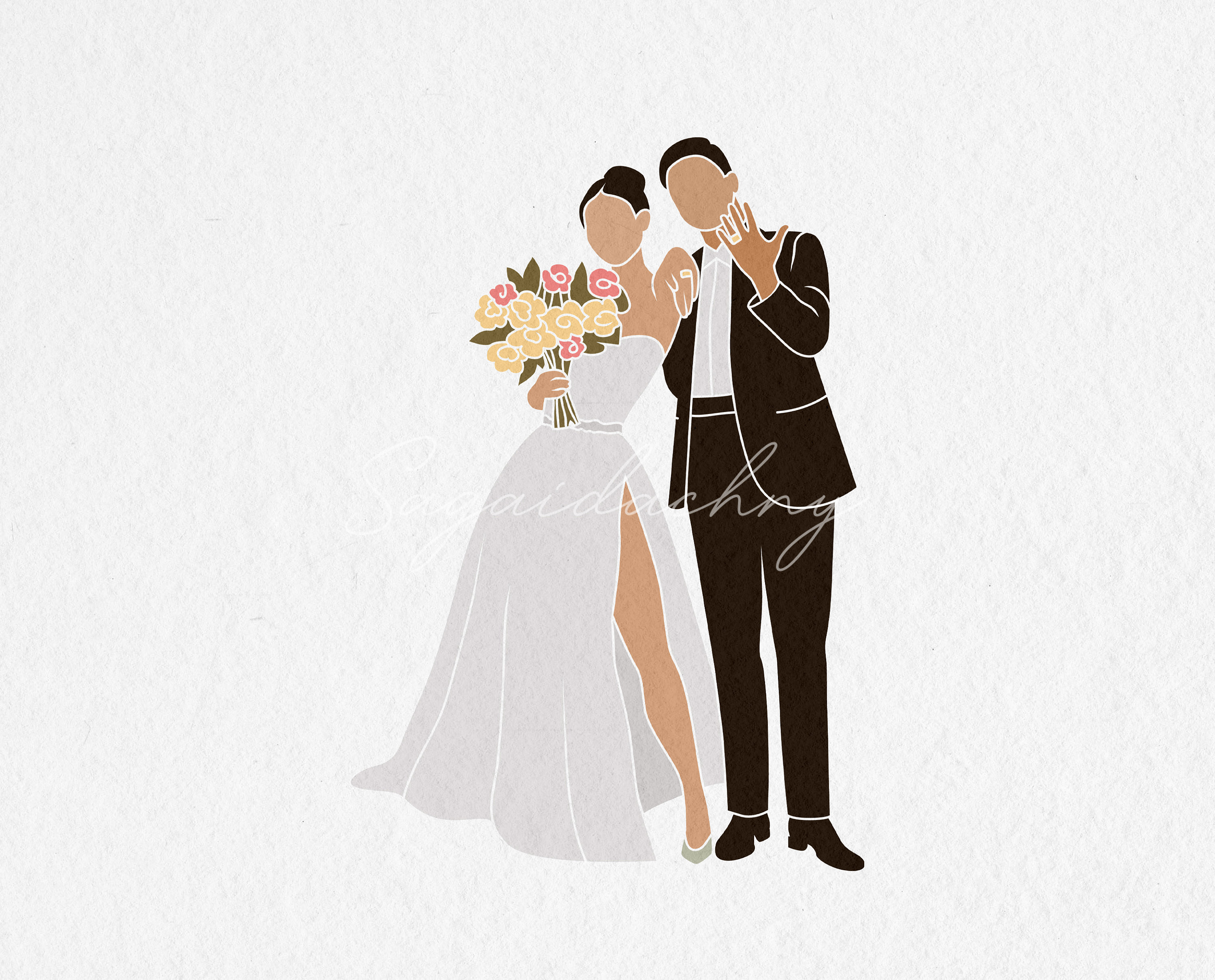 Flat Vector People Illustration - Wedding People Bride and Groom - Etsy