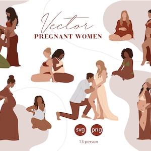 Flat Vector pregnancy clipart - abstract mother prints SVG_PNG
