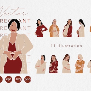 Abstrakcyjna Kobieta w Ciąży Clipart - SVG PNG Ai EPS