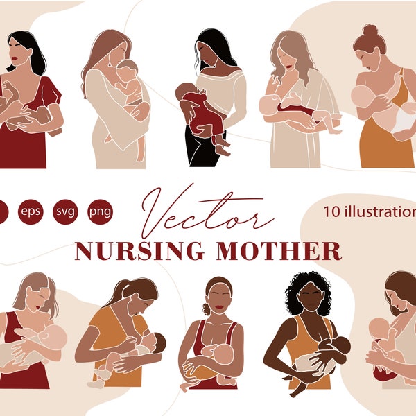 Nursing mother - Abstract Woman Clipart  SVG PNG Ai EPS