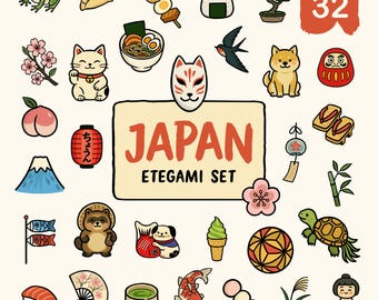 Japanese Etegami Clipart – 32 Vector Illustrations | SVG PNG Ai EPS