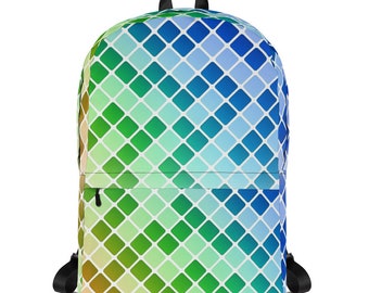 Geometric Pattern Backpack, Water-Resistant Polyester Bag