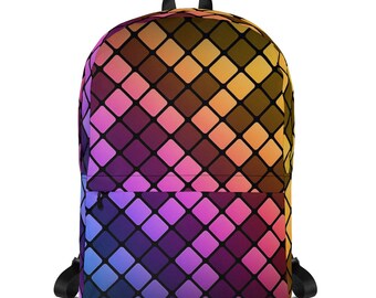 Colorful Pattern Backpack, Angle Design Laptop Bag