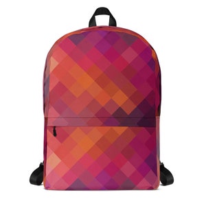 Sac à dos pattern / Sac à dos pattern / Sac pattern / Sac géométrique rose / Sac à dos retour à l’école
