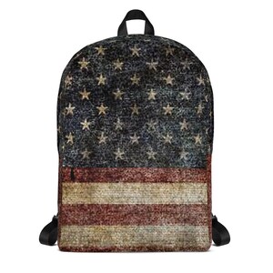 Premium Vintage American Flag Backpack - All-Over America print