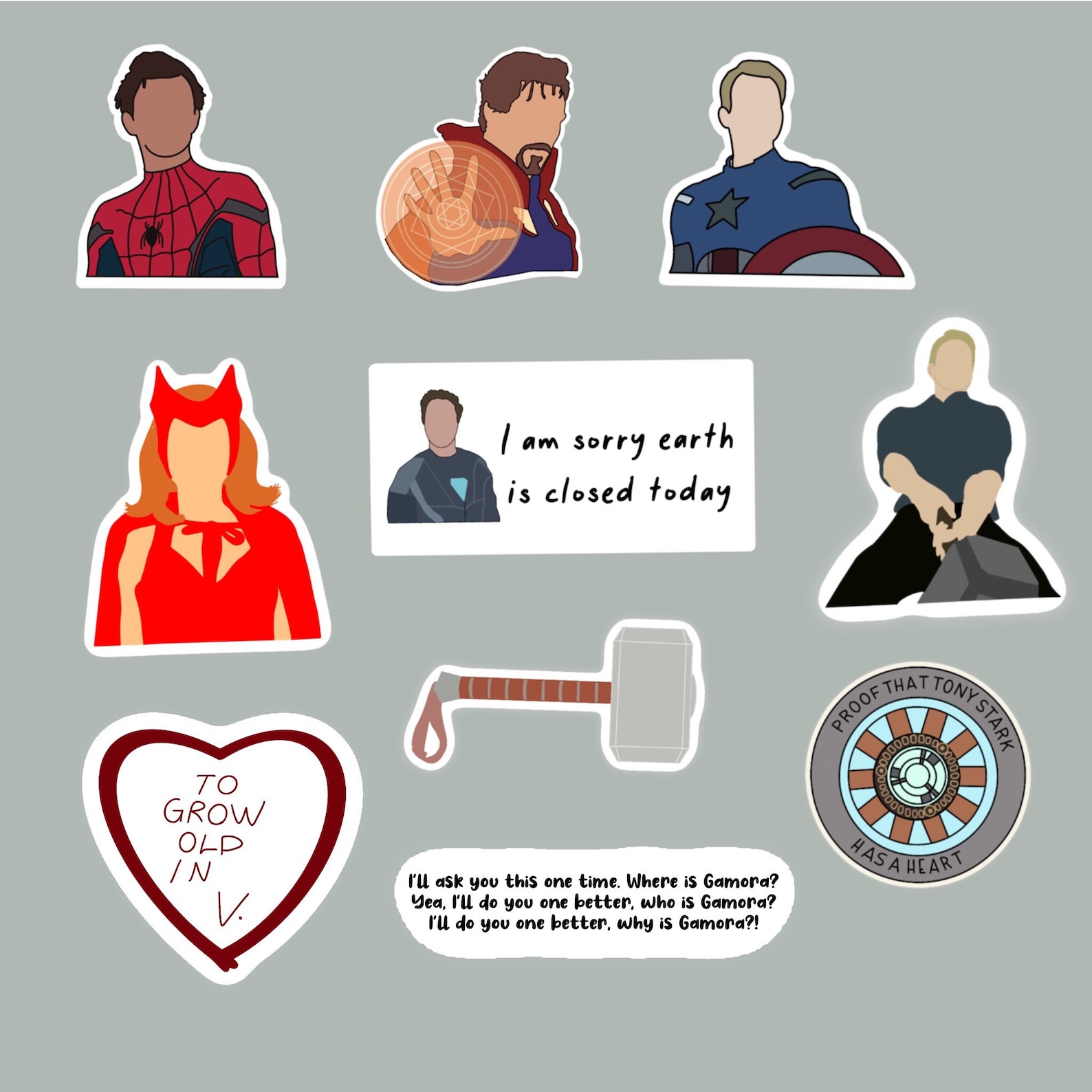 Marvel Sticker Pack 10 Stickers Etsy