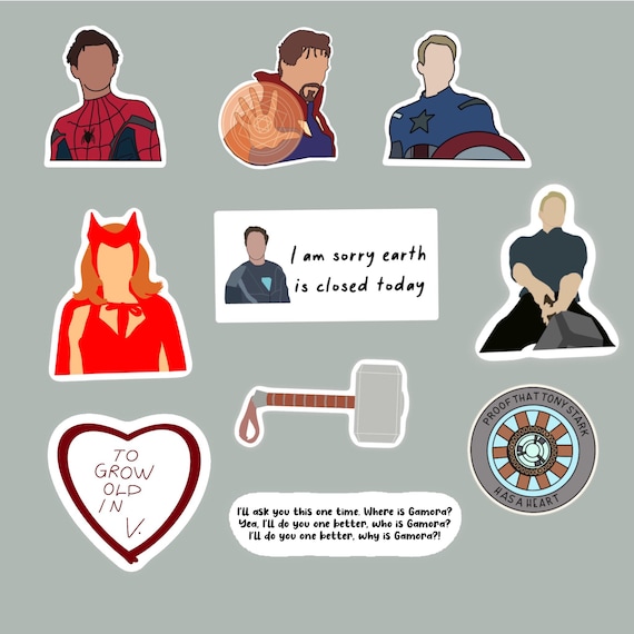 Marvel Sticker Pack 10 Stickers - Etsy