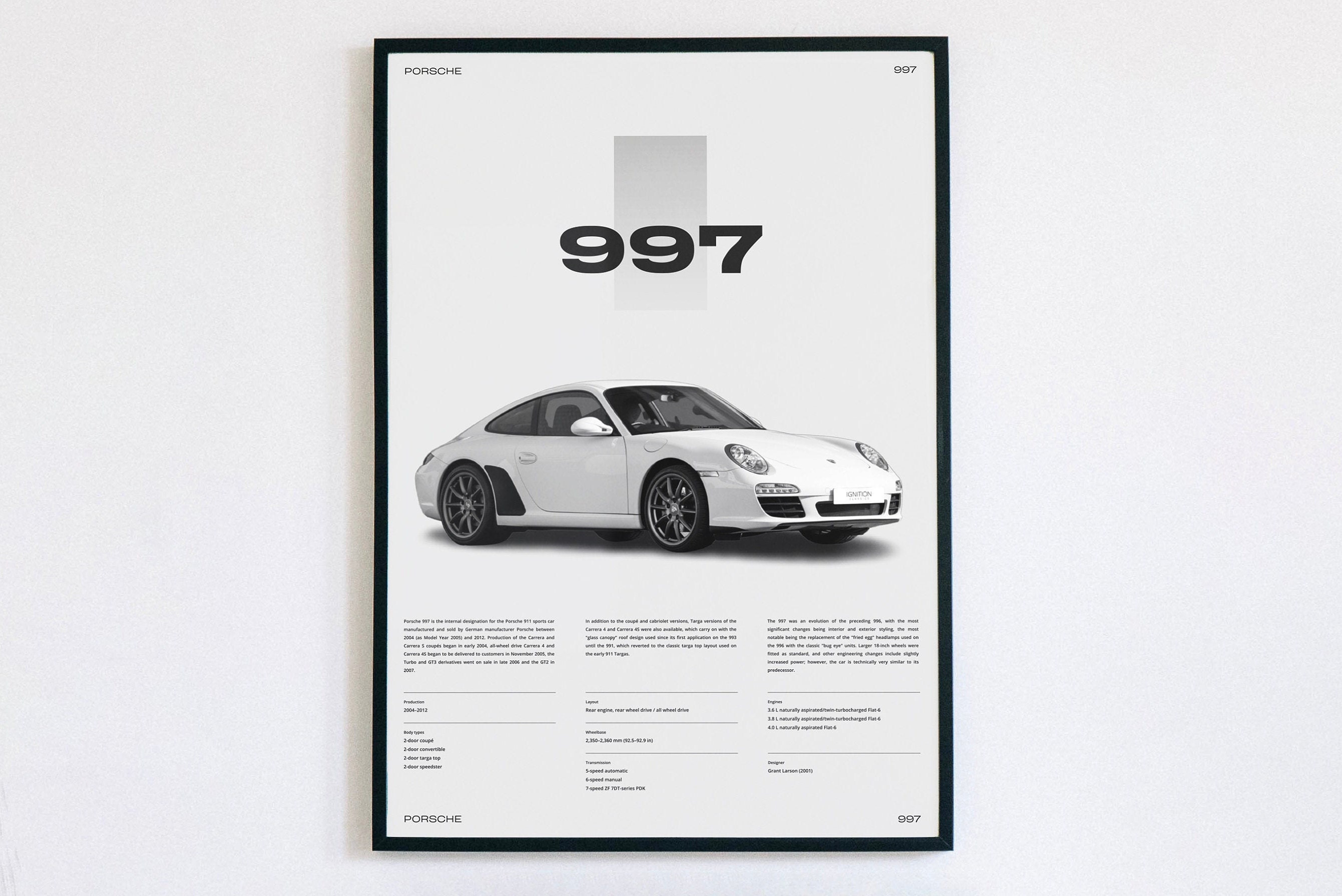 Porsche 997 poster wall art Porsche poster gift for man Car Etsy