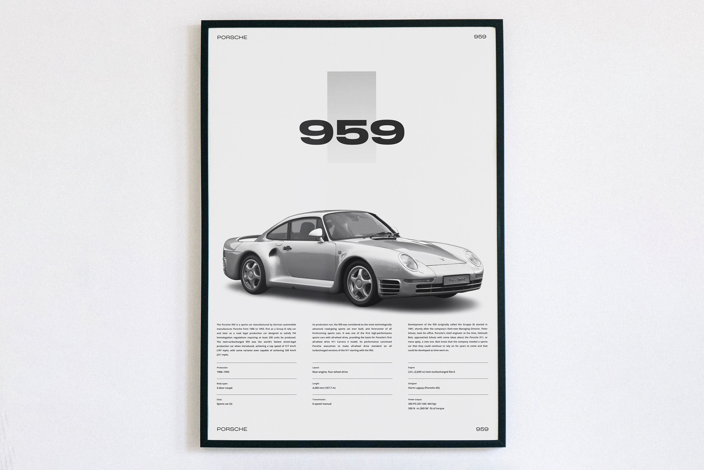 Porsche 959 Vintage Printable Poster Porsche 911 Wall Art Etsy