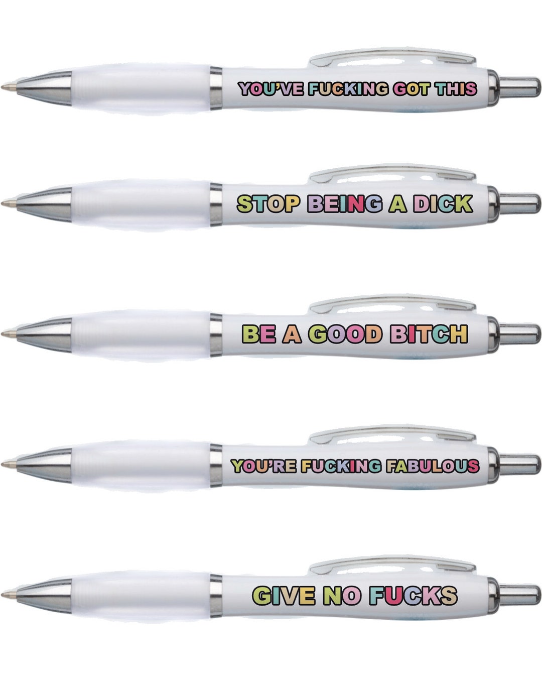 Profanity Ink 5x Rainbow Profanity Pen Pack | Funny Pens | Banter Pens | Rude Pens ...