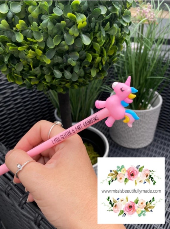 Unicorn Pen Pencil Topper Hand Made Felted Wool 