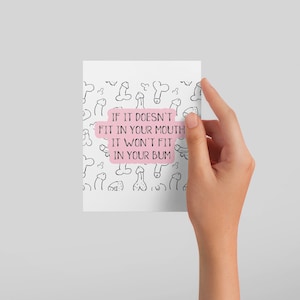 Carte de Saint-Valentin - Si elle ne rentre pas dans votre bouche... | Pour elle pour lui | Carte de plaisanterie | Drôle de carte | Amour et rencontres | Humour adulte | LGBTQ+