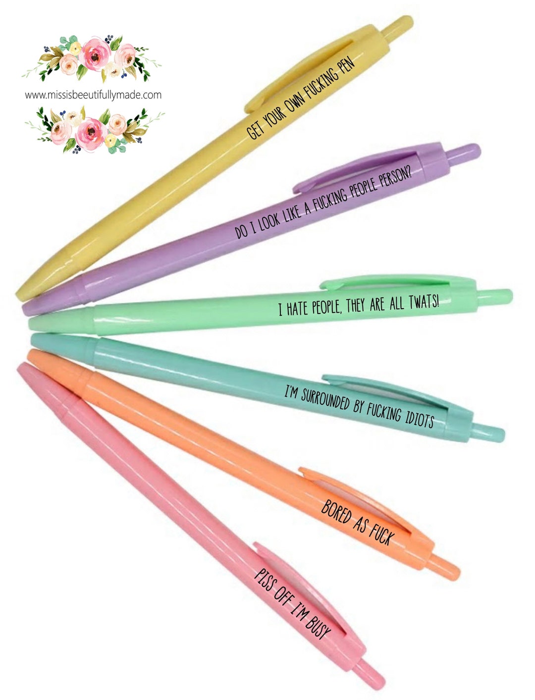 Profanity Ink Pen Pack - Rainbow Profanity Pens - Etsy