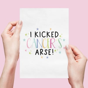 Tarjeta - Pateé el culo del cáncer / Regalo de apoyo al cáncer / Amigo de recuperación / Joder cáncer / Tarjeta humorística contra el cáncer / Sobreviviente del cáncer / Todo claro