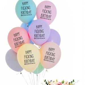 6 Birthday Balloons | Funny Birthday | Party Gift Idea | Party decor | Profanity Balloons | Pastel Rainbow | Party Supplies | Party Favours