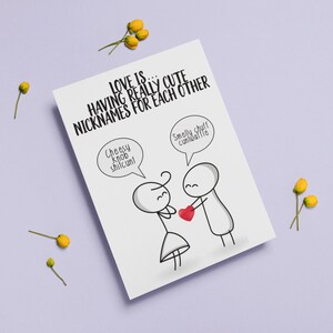 Tarjeta de San Valentín - Apodos lindos / Para ella para él / Tarjeta de bromas / Tarjeta divertida / Amor y citas / Humor adulto / LGBTQ + / Regalo inapropiado