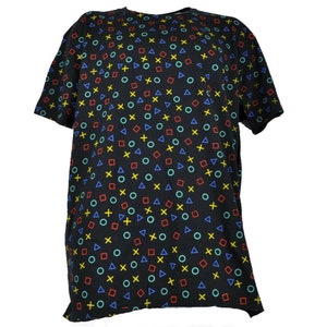 Play Station Mens Tshirt Black Tee Game Console Controller Control Video Game Short Sleeve