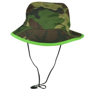 Fisherman Camouflage Camo Green Brim Outdoors Sun Bucket Crusher Hat One Size