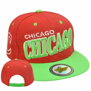 Windy City Chicago Illinois Chi Town Adjustable Snapback Flat Bill Hat Cap Lime