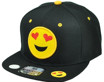 Emoji Heart Eyes Face Emoticons Text Symbol Snapback Hat Cap