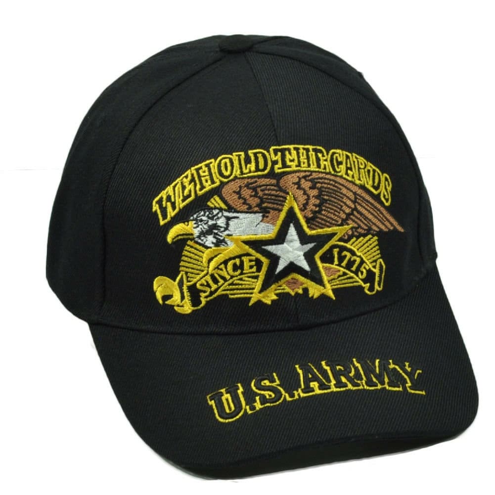 U.S United States Army We Hold The Cards Since 1775 Black Hat Cap Military