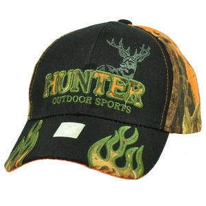 Hunter Outdoors Sports Orange Camouflage Flames Hat Cap Two Tone Adjustable