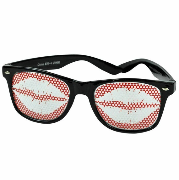 Sun Glasses Black Novelty Style Beach Shades Costume Specs Kiss