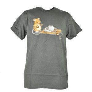 Computer Mouse Trap Funny Humor Charcoal Graphic Tshirt Mens Adult Tee Medium