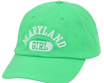 Maryland Girl State USA America City Hat Cap Mint Green Relaxed Adjustable Women