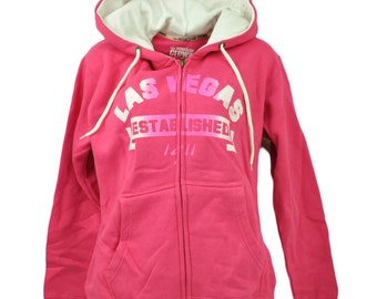 Las Vegas Nevada Established Zipper Hoodie Women&#39;s Pink Sin City of Lights Ladies