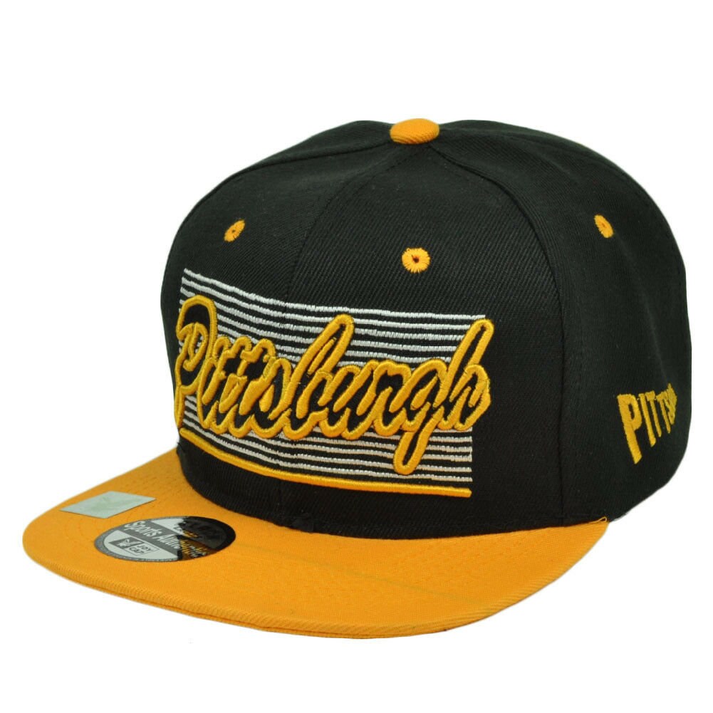 Pittsburgh Blk Yellow Snapback Flat 