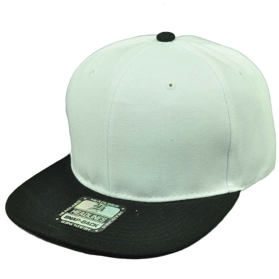 White Black Blank Plain Solid Snapback Flat Bill Hat Cap Headlines