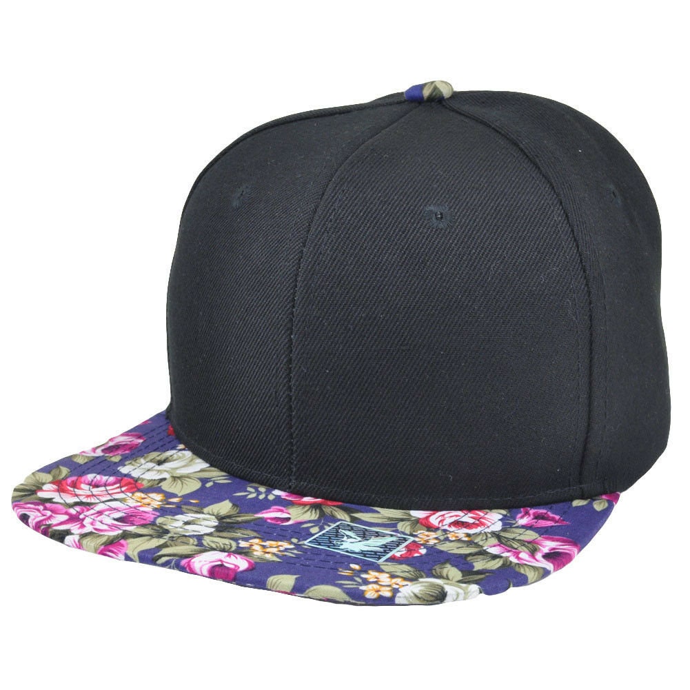 Black Solid Blank Panel Floral Pattern 