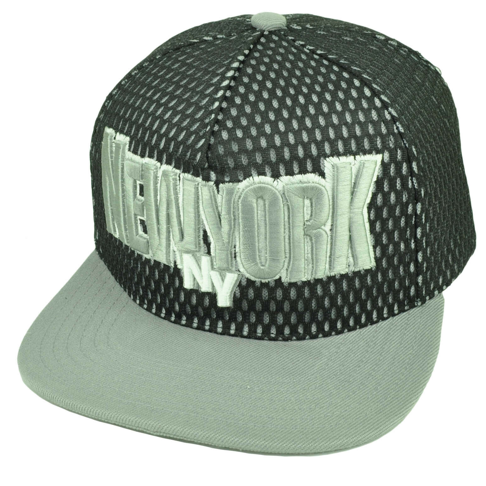 Flat Bill Snapback Black Gray Big Apple 
